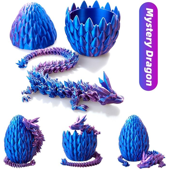 Dragon de cristal imprimé en 3D, jouet articulé, oeuf en option - Canada