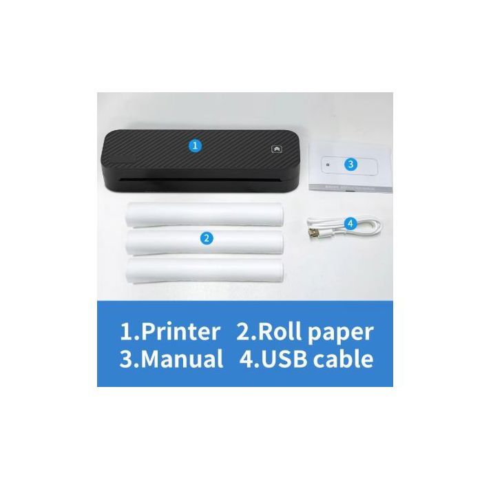 Kalopsia Imprimante Thermique Portable A4 203DPI Bluetooth USB - Imprimante Sans Encre Pour IOS Android Windows Mac - Idéale Maison Voyage