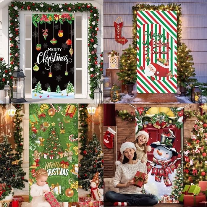 Couverture de porte de Noël Décoration Noel Exterieur Bannière de