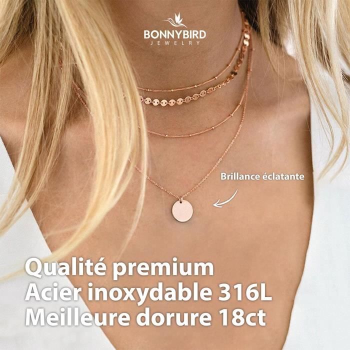 Double Collier Femme - 100% Résistance À L'Eau Acier Inoxydable
