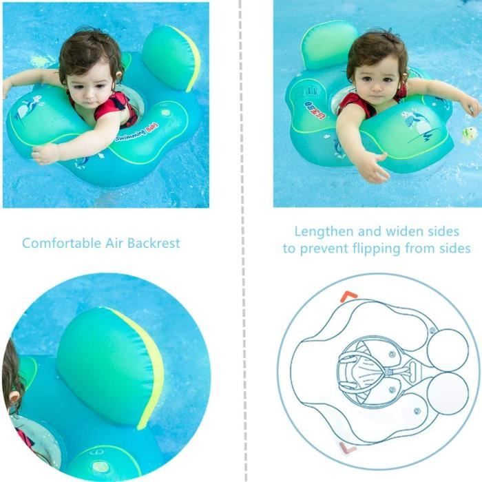 XIMEI Bouée Siège Gonflable Pour Bébé Avec Volant Et Klaxon – PVC Durable, Double Poignée, Idéale Piscine Et Plage – De 1 à 5 Ans