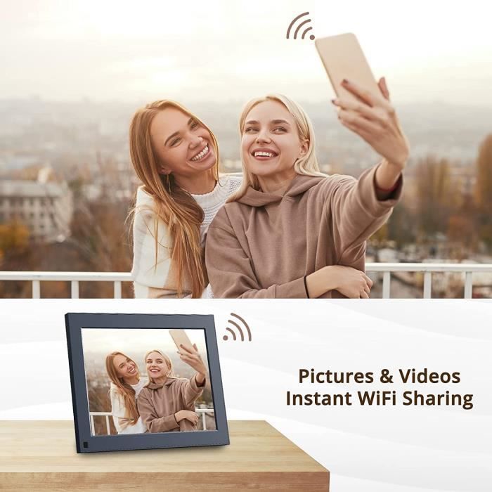 Cadre photo numérique Wifi - Cadre photo numérique de 10,1 pouces Écran  tactile HD Ips, stockage 16 Go, rotation automatique, partage de photos ou  de vidéos par e-mail ou application (avec