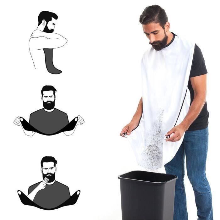 Tablier De Rasage Et Cape à Barbe - Lavable - Noir Et Blanc - 80x120cm