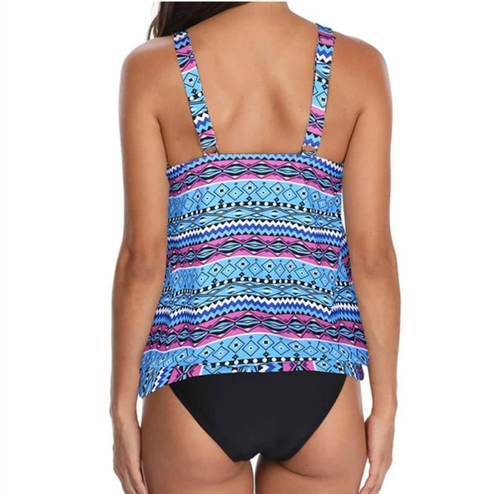 Maillot De Bain Femme 2 Pieces Sexy Amincissant Avec Sport Grande Taille Ventre Plat Ensemble Bleu XXL Bleu Cdiscount Pret a Porter
