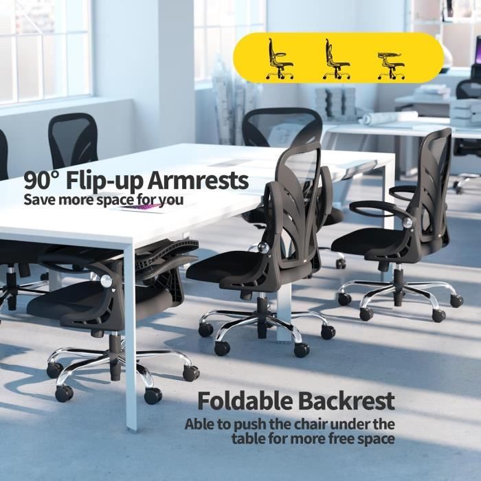 HOLLUDLE Chaise De Bureau Ergonomique Avec Support Lombaire 3D