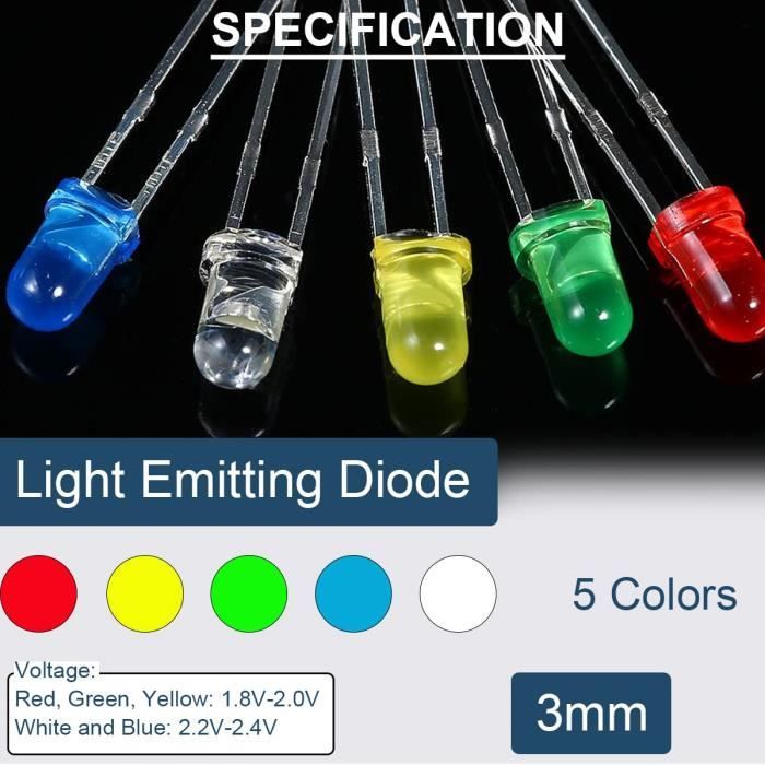 250Pcs Diode Led 3Mm Led Light Emitting Diode 2Pin Roundin-Line Led ...