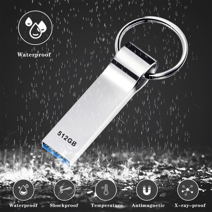 Clé USB 512 Go USB 3.0 Imperméable Cle USB 512 Go Mémoire Stick Pour Tablette PC Argent | Rakuten