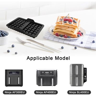 2 Pcs Moule à Gaufres En Silicone, Noir Rectangulaire Moule à