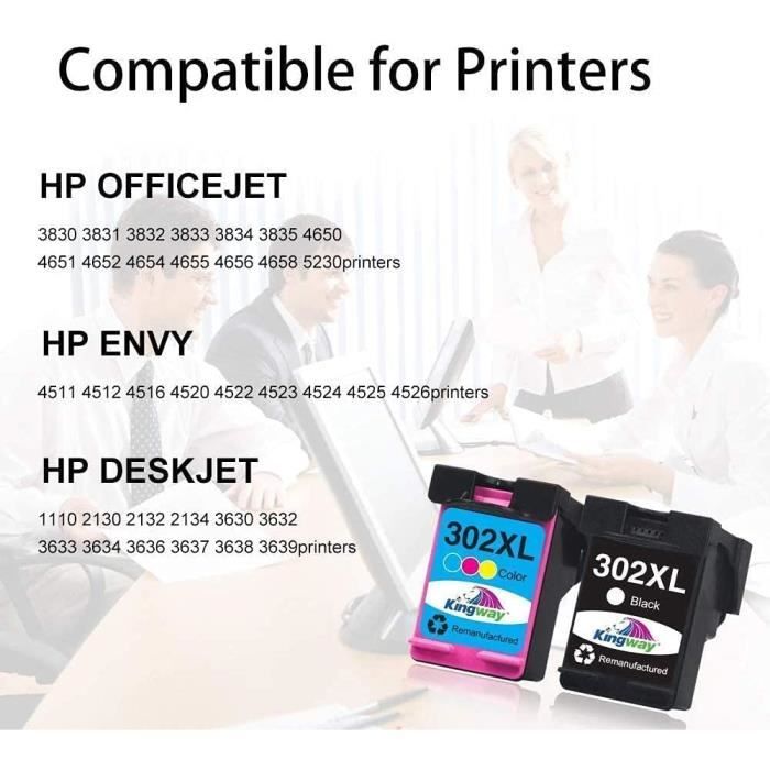 2x HP Deskjet 3630 imprimante Cartouche HP Envy 4520 Compatible Cartouche d' encre 302XL HP Officejet 4650 imprimante - Cdiscount Informatique
