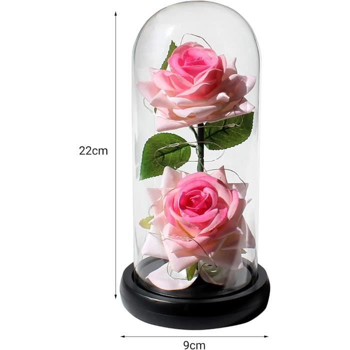 Fleur éternelle Arbre à souhaits Fleur préservée dans Un dôme en Verre Lumière LED Cadeaux pour Femme Noël Mariage Saint Valentin Anniversaire Anniversaire Rose éternelle Chaque Famille