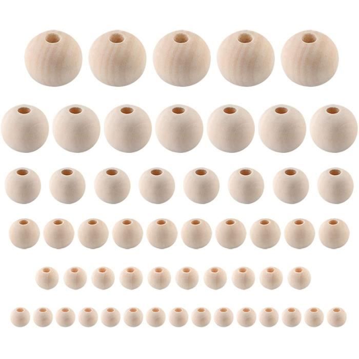 Perles bois assortiment blanches 10 MM - Perles pour bijoux