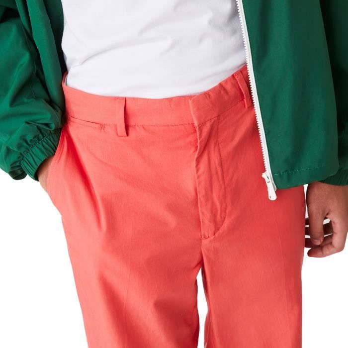 Pantalon Lacoste rouge clair pour hommes chino coupe droite