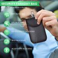 Lot de 2 sacs de blocage de signal RFID pour clé de voiture, housse de protection anti-RFID en fibre de carbone-3
