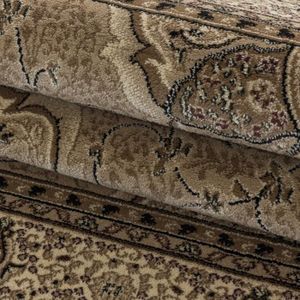 Tapis Lavable ANDRE 1072 Rosette, Vintage Antidérapant - Blanc Et Noi 120x170 Cm