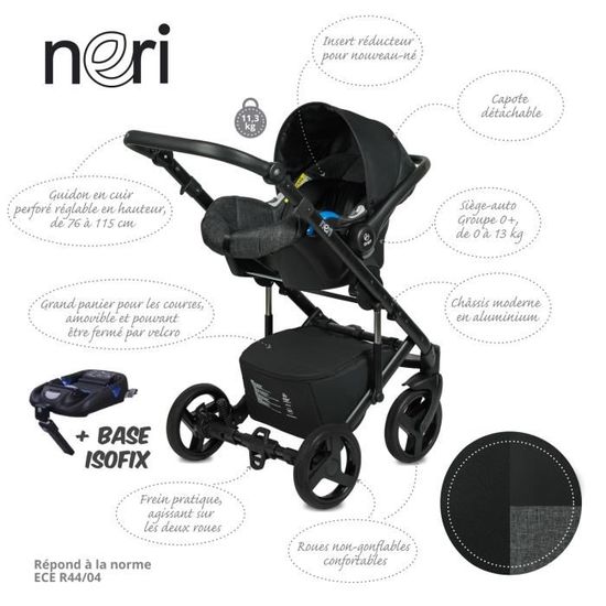 poussette combinée trio 3 en 1 neri