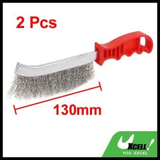 sourcingmap 5 pouces Zone 81cm long Brosse manche plast Scratch acier inox Brosse 2Pcs