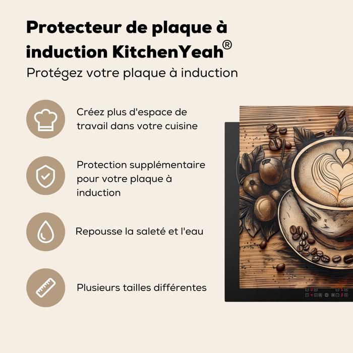 Protection Plaque Induction 60x52cm Vintage Beige Fleurs - KitchenYeah Tapis De Cuisson