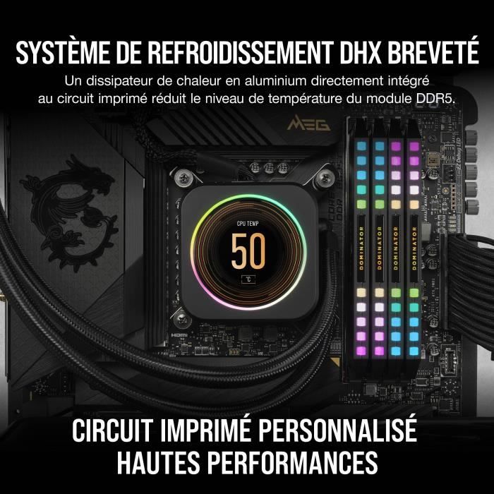 CORSAIR Dominator PLATINUM RGB 32GB 2x16GB DDR5 5200MHz CAS40 Black CMT32GX5M2B5200C40 Cdiscount Informatique