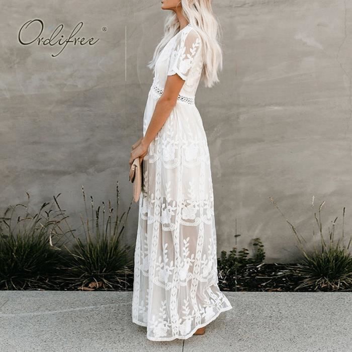 Robe dentelle blanche longue new arrivals
