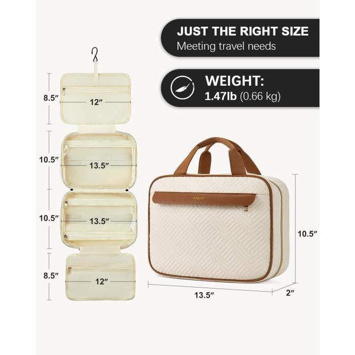 BAGSMART Résistant Eau Trousse Toilette Voyage BAGSMART - Grand Format Rose, Organisateur Maquillage Organisateur Voyage