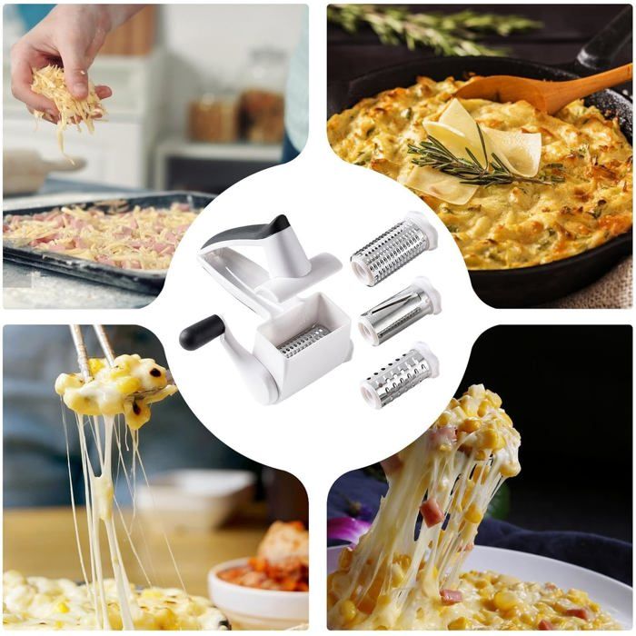 Râpe à Fromage Rotative En Inox - Avec Poignée Ergonomique - Pour Râper Fromage, Noix, Chocolat Facilement - Facile à Nettoyer