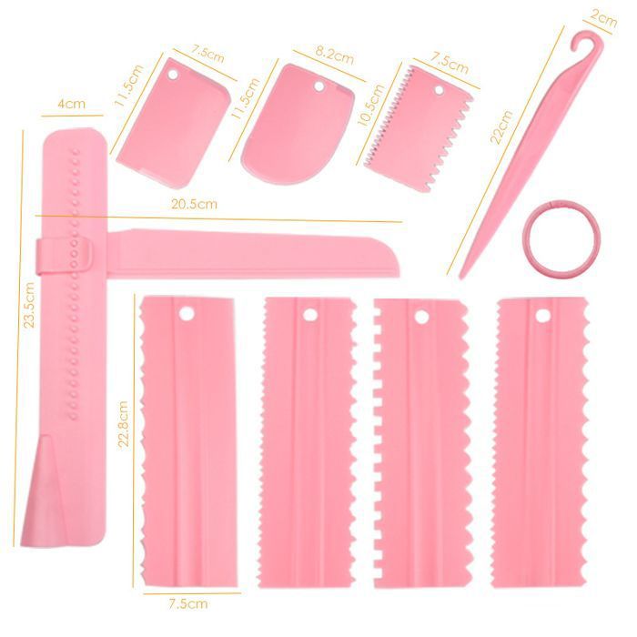 Set 4 Grattoirs à Fondant – Lisseur Gâteau Pâte à Sucre – Outils Décoration Pâtisserie – Spatule Anglé