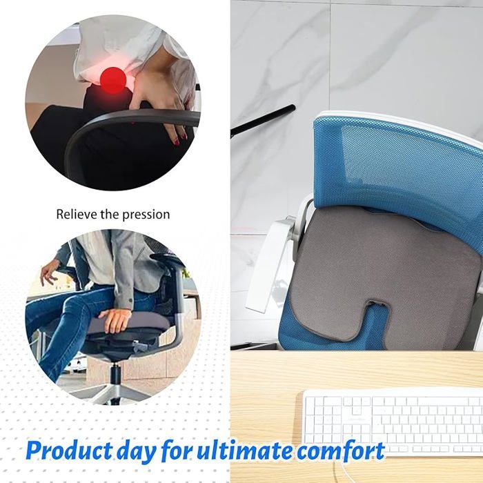 Coussin D'assise Ergonomique En Mousse Mémoire De Forme - Forme En L Pour Coccyx Et Dos - Pour Chaise, Voiture, Fauteuil Roulant, Bureau