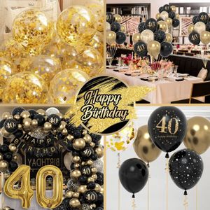 Ballon Anniversaire Gold Et Noir, Kit Déco Ballons De Fête De Joyeux