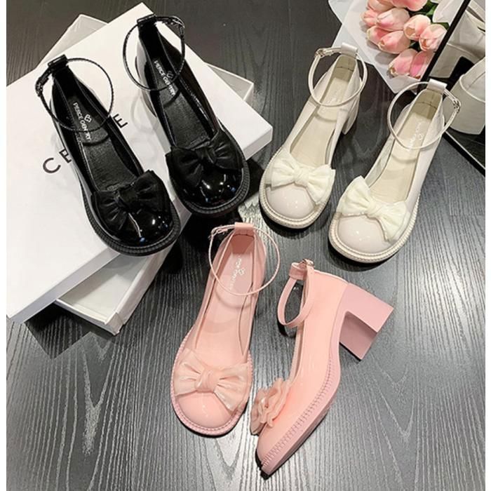 VITATA Escarpins Femme–Chaussures à Talons Carrés avec Nœud