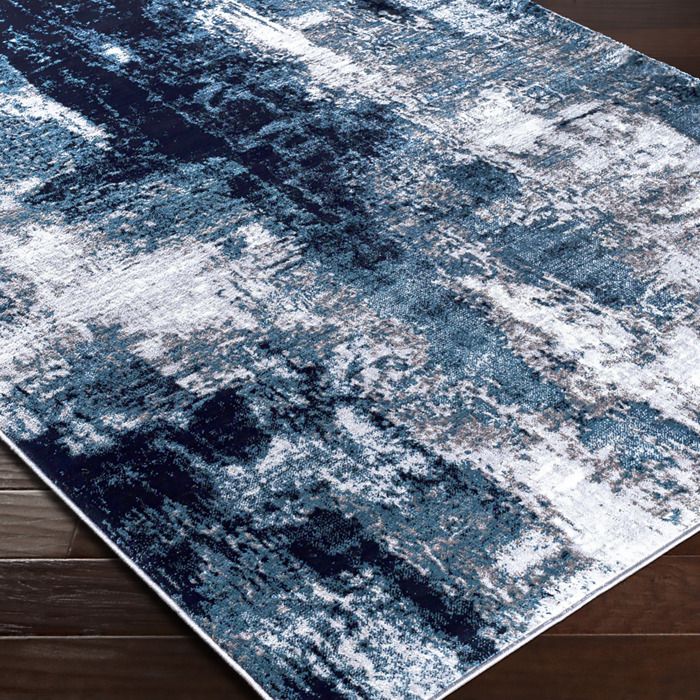 Tapis Lavable 80x150 Cm Motif Marbre Abstrait - Poils Courts, Antidérapant, Pour Salon/chambre/salle à Manger