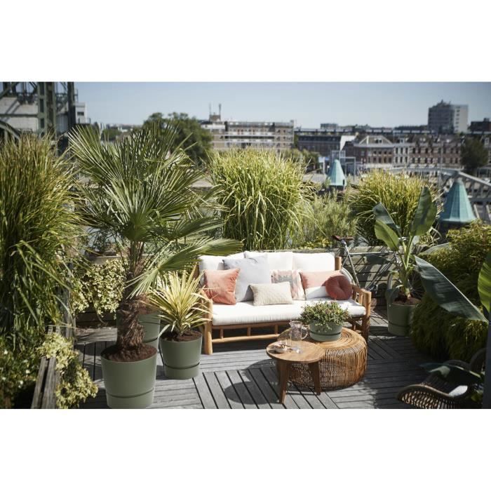 Pot rond Elho greenville vert feuille 25cm