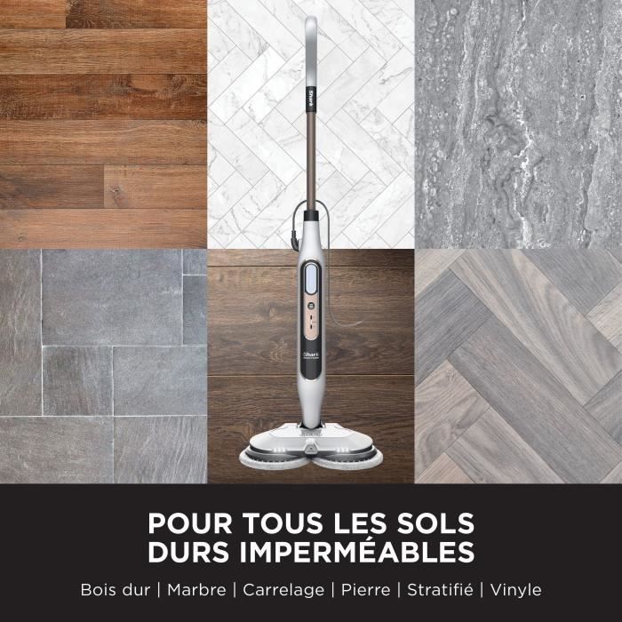 Shark Balai Vapeur Pour Sols Durs - 375ml - Chauffage 30s - 2 Tampons Lavables - 99.9% Bactéries Éliminées