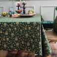 A 100X140cm -Japon Style lin coton fête de noël nappe vert bronzant or Table à manger couverture pour la fête de la maison nouvel an-0