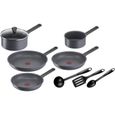 Tefal Natural On Batterie cuisine 9 p, Casseroles 16/20 cm + couv, Poeles 24/26/30 cm, Ustensiles, Antiadhesif, Thermo-Signal-0