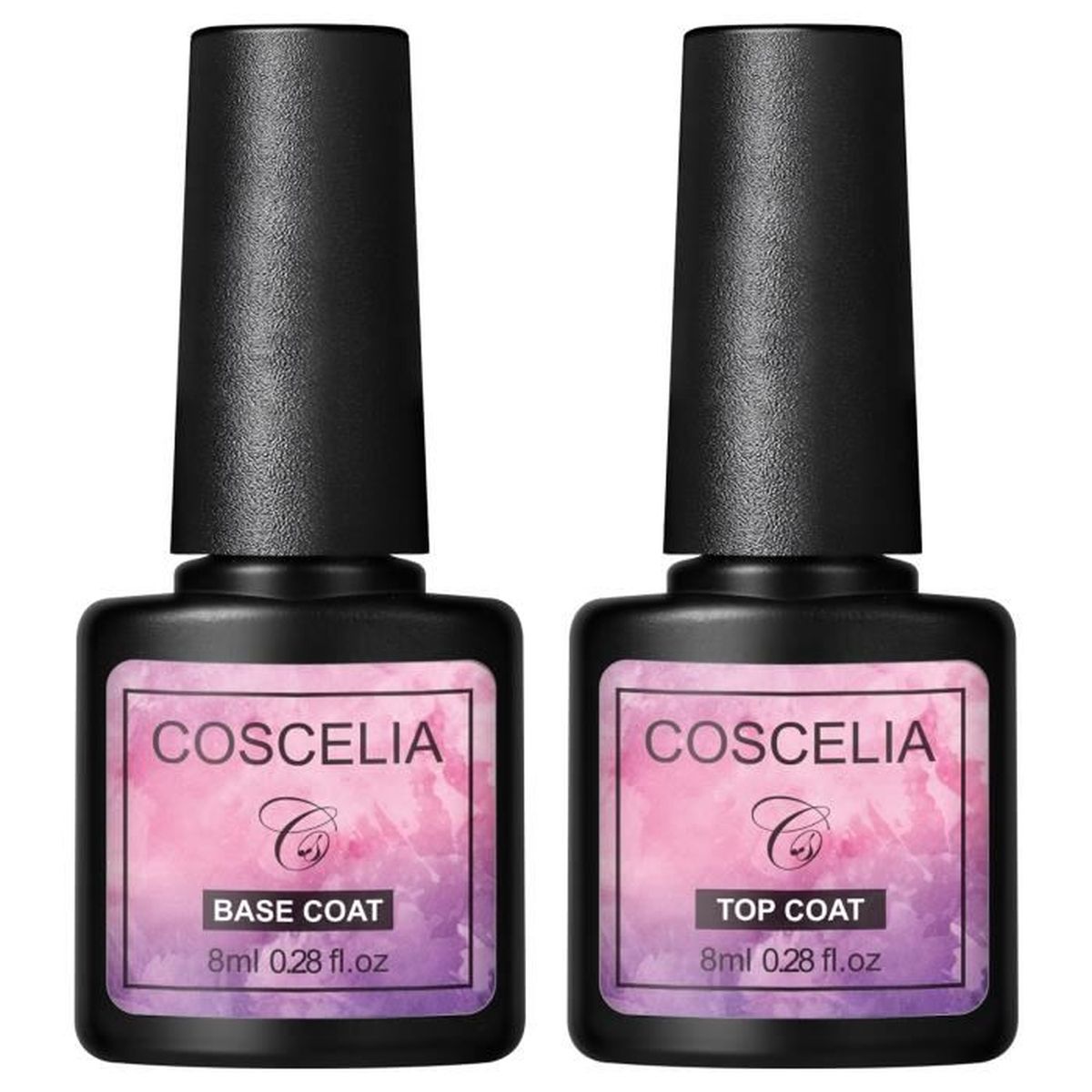 No Wipe Top Coat et Base Coat Set COSCELIA Semi Permanent UV LED Soak Off Vernis à Ongles Base