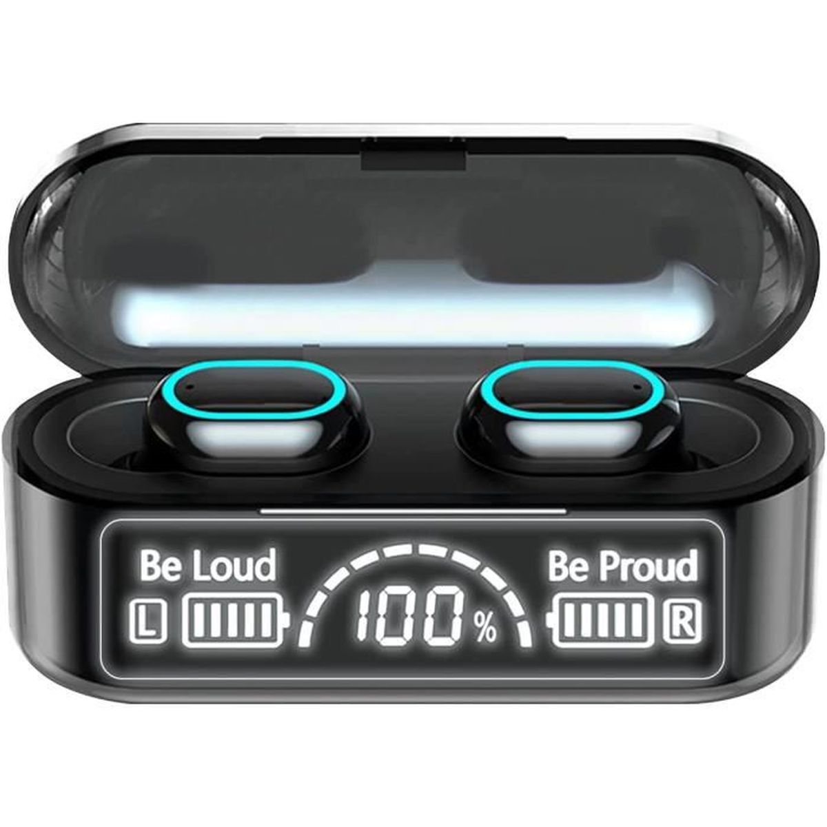 HD Mic Intégrés Ecouteur Bluetooth 5.1 HiFi Son Stéréo IPX7 Étanche et 35 Heures Durée de Lecture pour iOS et Android Telephone Contrôle Tactile Ecouteurs Bluetooth sans Fil 