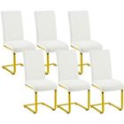 Lot de 6 Chaises de Salle à Manger Cuisine en Similicuir Piètement Métal Chromé 41,5 × 55 × 103 cm Blanc YAHEETECH