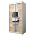 ABIKSMEBLE Boliwia 100 Armoire à Deux Portes Coulissantes avec Miroir, Tringle et Étagères 100x200x62 cm Blanc et Sonoma