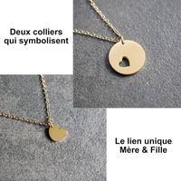 Set de 2 colliers pour femme avec pendentif en forme de cœur Mère Fille. 2 Bijoux personnalisés livrés dans une boite avec messag