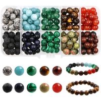 Perles en pierre naturelle de 8mm, en boîte, 200 pièces, kit de perles pour bracelet et collier à faire soi-même