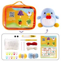 Pack de matériel de Crochet pingouin bleu, ensemble d'outils de bricolage, ensemble de jouets en laine faits à la main