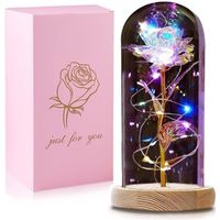 JANZDIYS - Rose Eternelle sous Cloche-22*11.5cm-Rose en Verre de Cristal-Blanc cristal