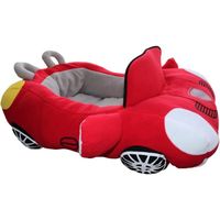Lit pour animal de compagnie en forme de voiture, canapé moelleux pour chien et chat, panier pour bébé (rouge, 72 * 50 * 30 cm)