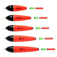 Lot De 5 Flotteurs De Pêche - 5g, 8g, 10g, 12g, 15g - Pour Rivière, étang, Truite - Plastique Rouge Visible