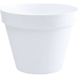 T4U 4 Pcs Pot à Réserve d'eau Rond en Plastique Blanc 18 cm, Pot