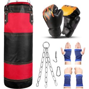 Physionics® Sac de Frappe Boxe 30kg Rempli 120cm avec Chaîne MMA Kickboxing