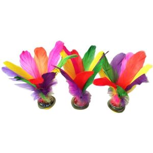 VOLANT DE BADMINTON 6pcs coloré plume kick volant chinois jianzi coups de pied volant pour sports de plein air fitness
