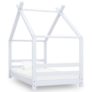 STRUCTURE DE LIT Cadre de lit simple d'enfant Blanc Bois de pin massif 80x160 cm