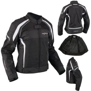 BLOUSON - VESTE Textile Moto Blouson Femme Protections CE Respirant été Blanc 2X