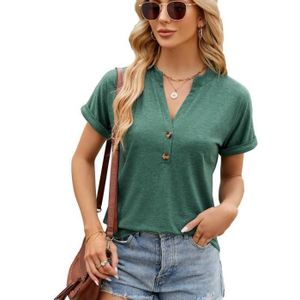 Haut Marine Layer Col V Boutonné Manches Courtes - Taille L - Ivoire - Occasion